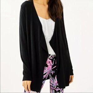 Lilly Pulitzer Dustin Cashmere Blend Open Front Cardigan in Black Size small